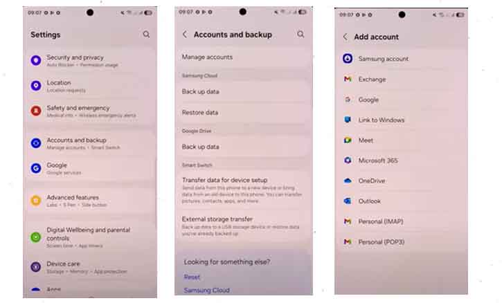 add google account to samsung galaxy s25