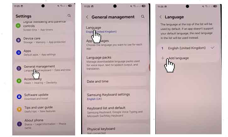 change system language of samsung galaxy s25