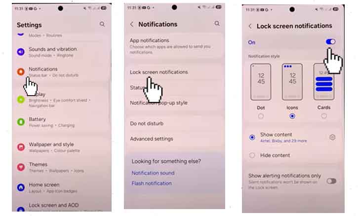 enable lock screen notifications on samsung galaxy s25