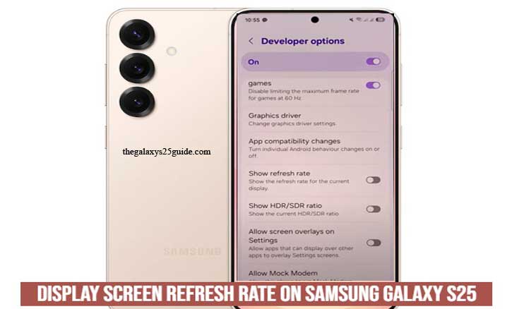 how to display screen refresh rate on samsung galaxy s25