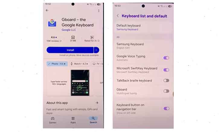 install gboard on samsung galaxy s25